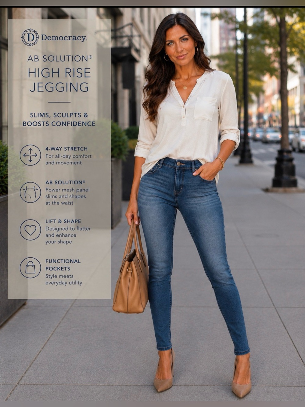 Democracy Ab Solution High Rise Jegging Jeans Size 2 Blue Stretch Skinny - Picture 3 of 7